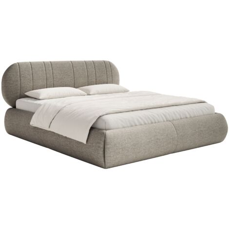 Selsey Asmelio - Polsterbett mit Bettkasten, Lattenrost, grau-beige, 180x200 cm
