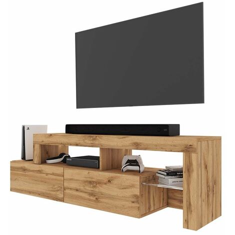 Selsey Asten - Mobile TV asimmetrico - 172 cm - rovere wotan con LED