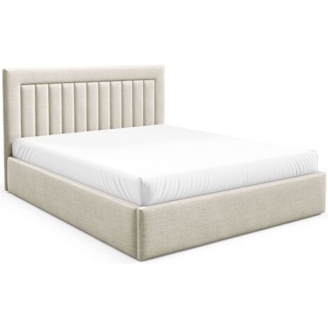 Selsey Averin - Polsterbett 160x200 mit Bettkasten, hellbeige Velours