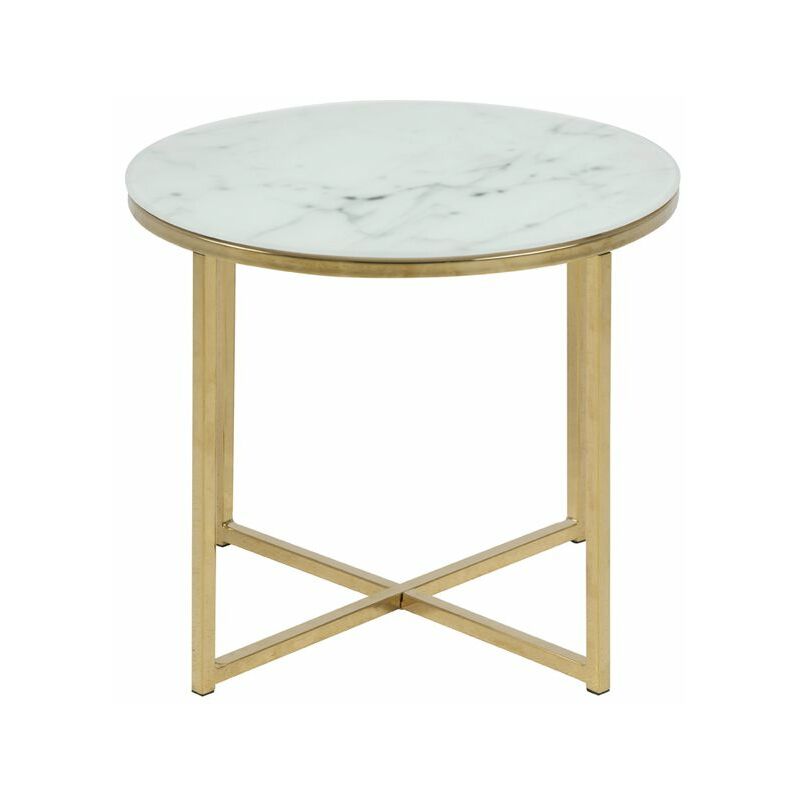 Selsey - BAKAR - Table de café / Table basse - pieds d'or - en métal chromé - style moderne