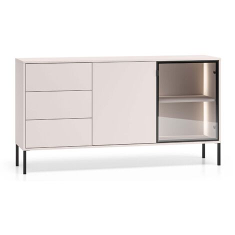 Selsey Barnee – Sideboard mit beleuchteter Glasvitrine, Kaschmir, 160 cm