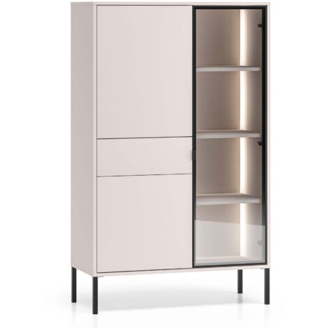 Selsey Barnee – Vitrine 3 portes – avec LED – Gris cachemire – 92 cm