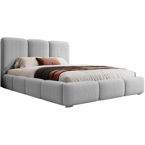 Selsey Bauro - Polsterbett 140x200 cm, mit Stauraum und Cordbezug, hellgrau