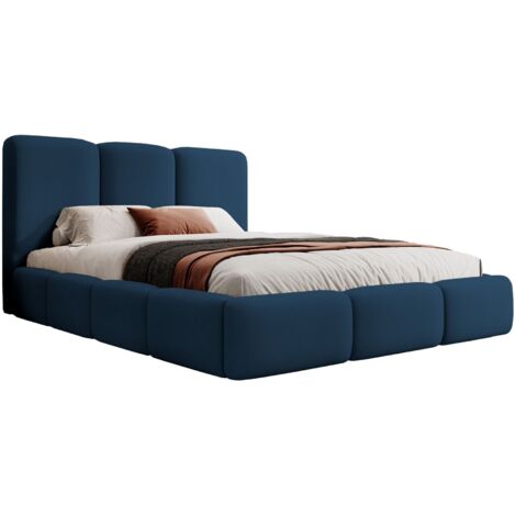 Selsey Bauro - Polsterbett 140x200 mit Stauraum und Samtbezug, marineblau