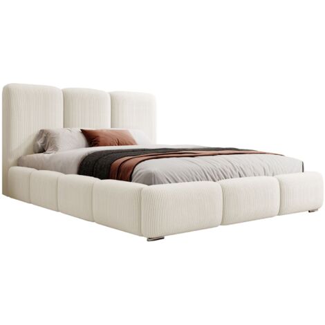 Selsey Bauro - Polsterbett 160x200 cm, mit Stauraum und Cordbezug, creme