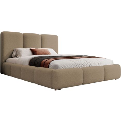 Selsey Bauro - Polsterbett 180x200 cm, mit Stauraum und Bouclé-Bezug, karamell