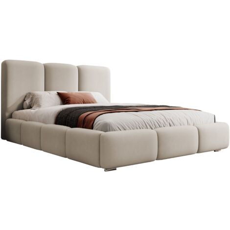 Selsey Bauro - Polsterbett 180x200 mit Stauraum und Samtbezug, greige