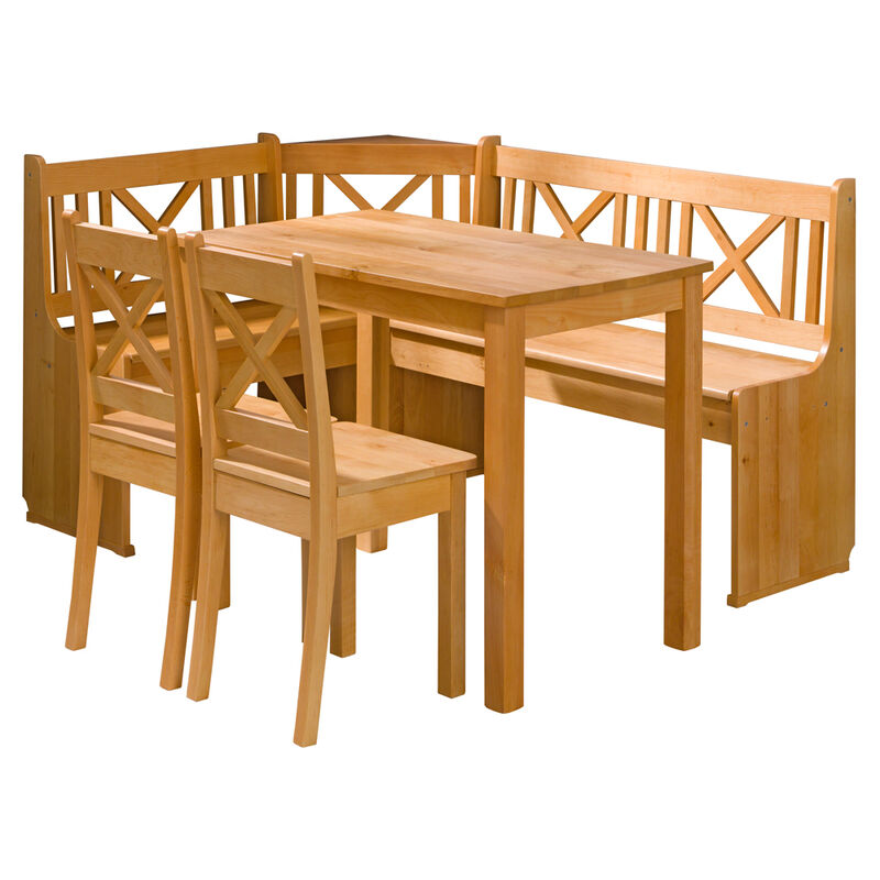 BELIZZI - Eckbankgruppe / Essgruppe aus Erlenholz mit Eckbank, Tisch und 2 Stühlen, für Küche - Selsey