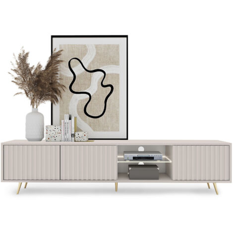 Selsey Mirrgo - Mobile TV - 200 cm - sospeso con inserto dorato- taupe  (grigio-beige)