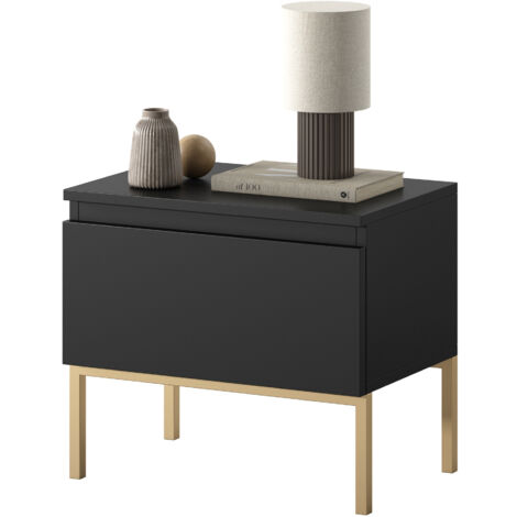 Selsey BEMMI - Comodino - nero con gambe dorate
