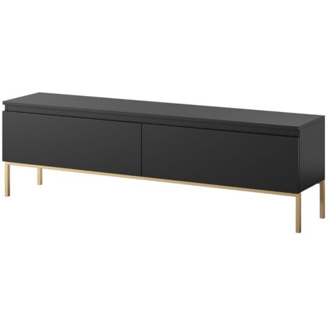 Selsey BEMMI – Mueble TV 150 cm, negro con patas doradas