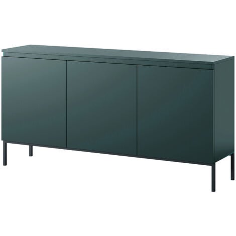 Selsey BEMMI Sideboard 3-türig 150 cm, Dunkelgrün mit Metallbeinen