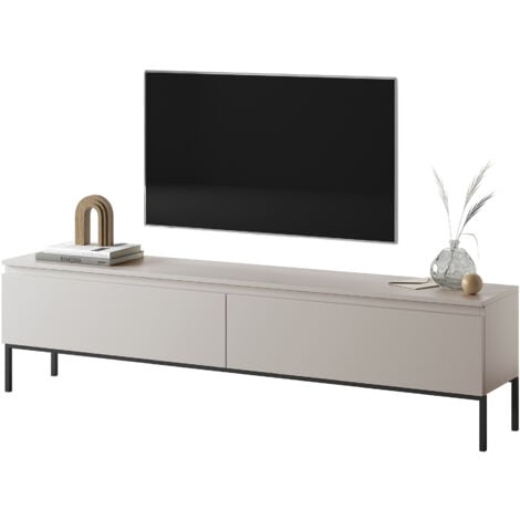 Selsey Bemmi - TV-Schrank Lowboard, Beige mit schwarzen Beinen, 175 cm