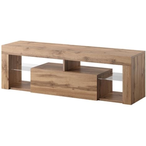 Selsey BIANKO - Meuble TV avec led - 140 cm - chêne