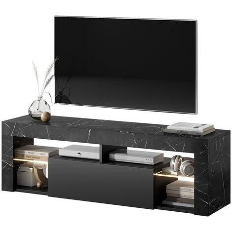Meuble TV avec support écran Plasma 2400 inox et noir 120 cm