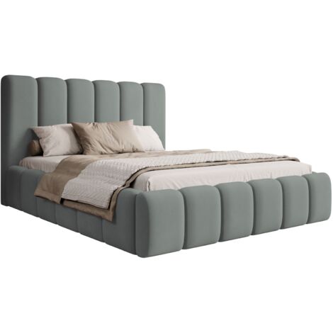 Selsey Biscottino - Polsterbett 160x200 mit Bettkasten, Lattenrost, Samtbezug, grau
