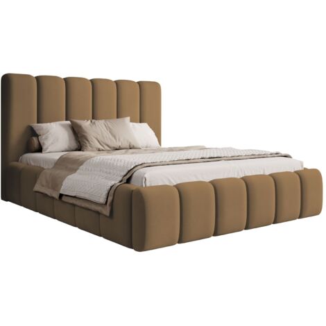 Selsey Biscottino - Polsterbett 180x200 mit Bettkasten, Lattenrost, Samtbezug, kupferbraun