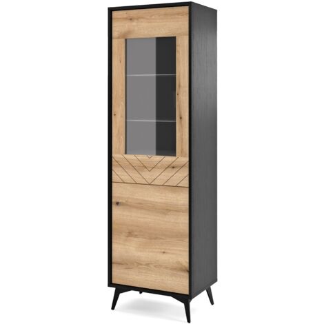 Selsey Boulia - Vitrine 2-türig mit Fischgrätmuster, 54 cm