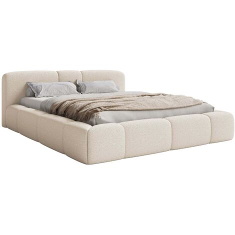 Selsey Bowia – Lit rembourré 140x200, Velours Beige clair