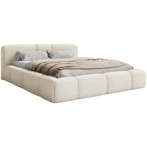 Selsey Bowia – Lit rembourré 160x200, Peluche Beige clair