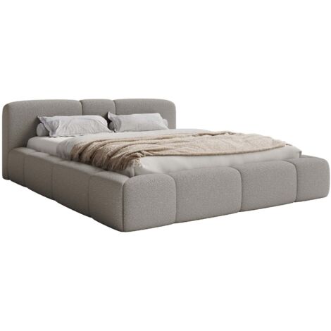 Selsey Bowia – Lit rembourré 180x200, Velours Gris clair