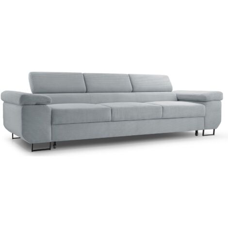 Selsey CAPURSO– Canapé convertible 3 places – velours côtelé– gris clair