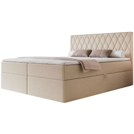 Selsey Carenzo - Boxspringbett 160x200, Bonellmatratze, Topper, Chenille, beige