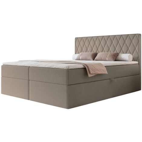 Selsey Carenzo - Boxspringbett 160x200, Bonellmatratze, Topper, Chenille, hellbraun
