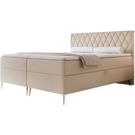 Selsey Caresso - Boxspringbett 140x200, Bonellmatratze, Topper, Chenille, beige