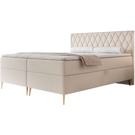 Selsey Caresso - Boxspringbett 140x200, Bonellmatratze, Topper, Chenille, creme