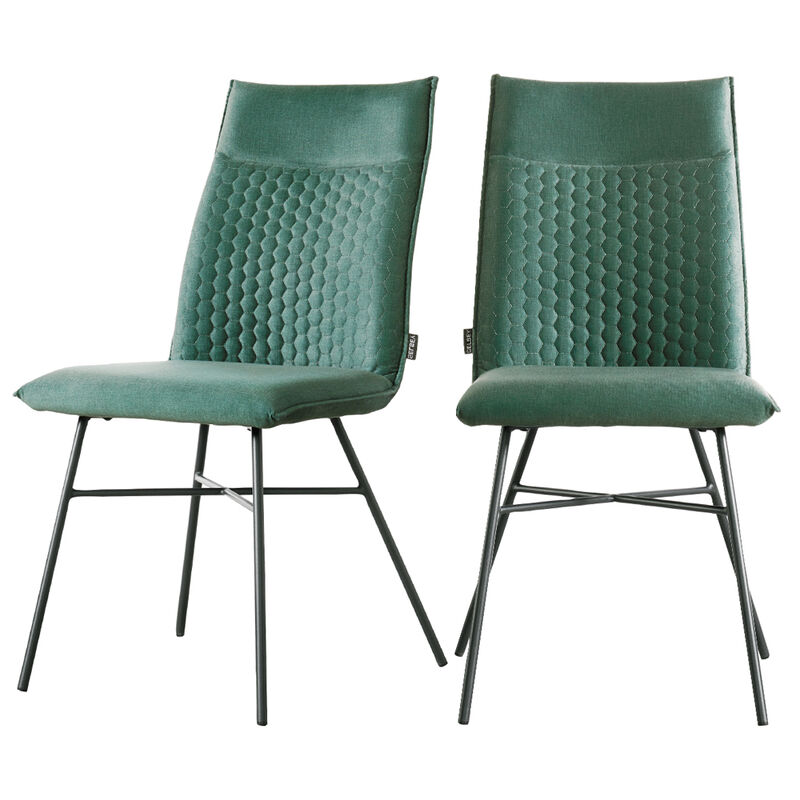 

Selsey Carlyn - Juego de 2 sillas de comedor - verde oscuro - patas negros - moderno