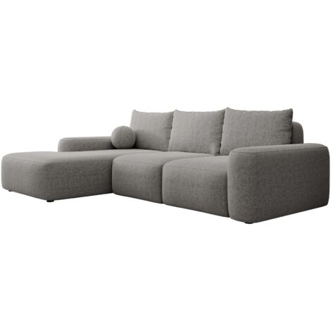 Selsey Carnos - Ecksofa mit Schlaffunktion, Ballkissen, Chenillebezug, Dunkelgrau, linksseitig