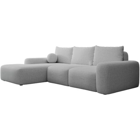 Selsey Carnos - Ecksofa mit Schlaffunktion, Ballkissen, Chenillebezug, Grau, linksseitig