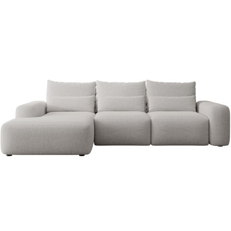 Selsey CARNOS - Ecksofa mit Schlaffunktion, wasserabweisendem Chenille-Bezug in Grau, linksseitig