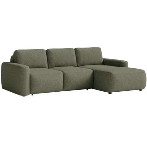 Selsey Carnos Mini – Canapé d'angle convertible, angle à droite, chenille facile d'entretien, Vert olive