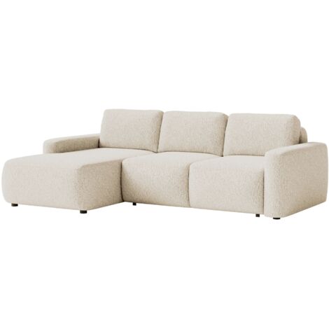 Selsey Carnos Mini – Canapé d'angle convertible, angle à gauche, chenille Beige clair