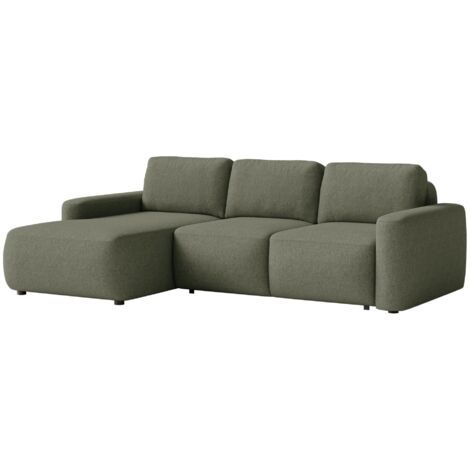 Selsey Carnos Mini – Canapé d'angle convertible, angle à gauche, chenille facile d'entretien, Vert olive