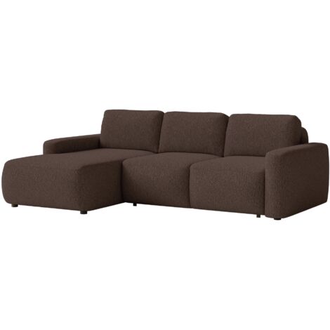Selsey Carnos Mini – Ecksofa mit Schlaffunktion, Ottomane links, Chenille Braun