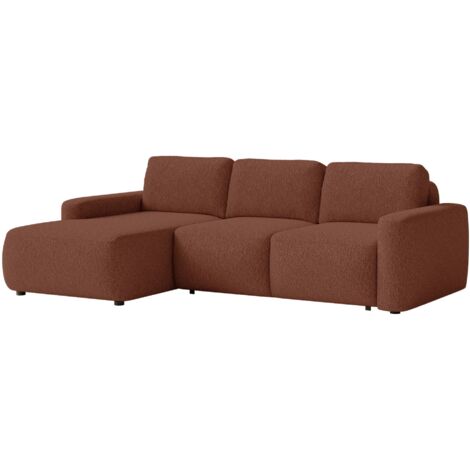 Selsey Carnos Mini – Ecksofa mit Schlaffunktion, Ottomane links, Chenille Kupfer