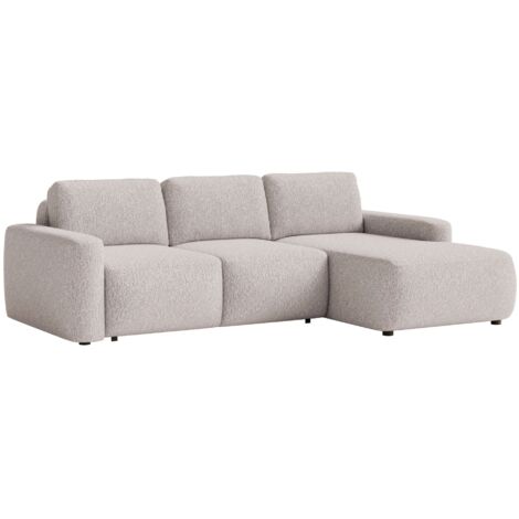 Selsey Carnos Mini – Ecksofa mit Schlaffunktion, Ottomane rechts, Chenille Beige