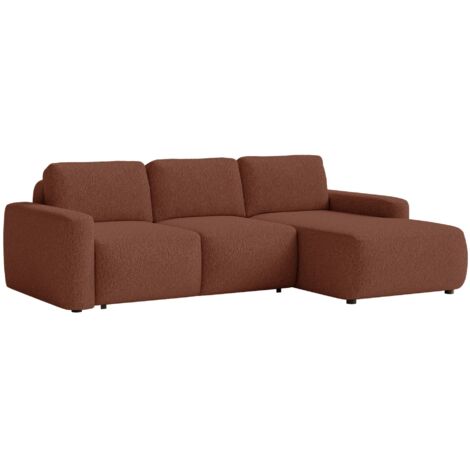 Selsey Carnos Mini – Ecksofa mit Schlaffunktion, Ottomane rechts, Chenille Kupfer
