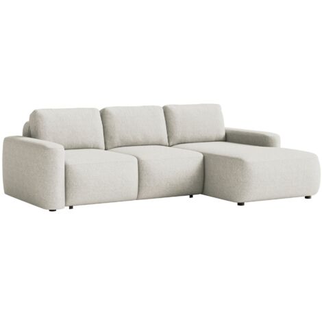Selsey Carnos Mini – Ecksofa mit Schlaffunktion, Ottomane rechts, Chenille pflegeleicht, Creme