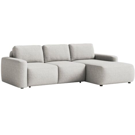 Selsey Carnos Mini – Ecksofa mit Schlaffunktion, Ottomane rechts, Chenille pflegeleicht, Graubeige