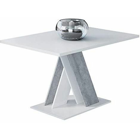 Selsey CATWORT - Table de café (Blanc Mat/béton, 120x60 cm)
