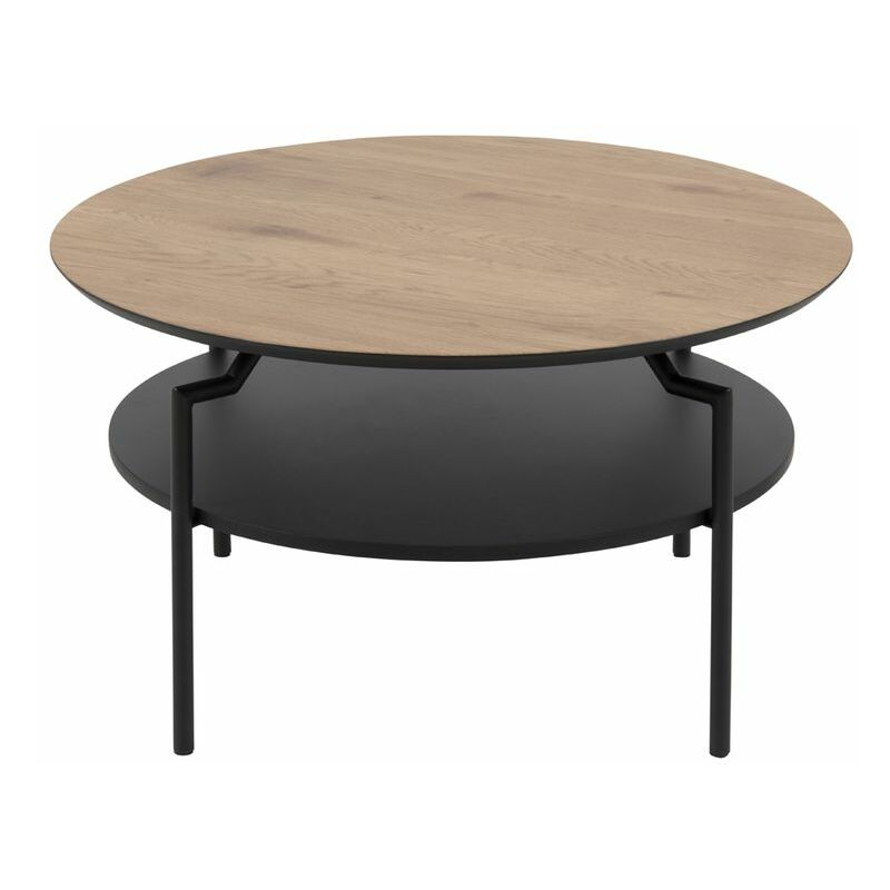 Selsey - CERNIK - Table de café / Table basse - Ø 80 cm - chêne / noir - style industriel