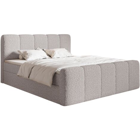 Selsey Cloudy II - Boxspringbett 160x200 cm, mit Bettkästen und Topper, Bouclé Taupe
