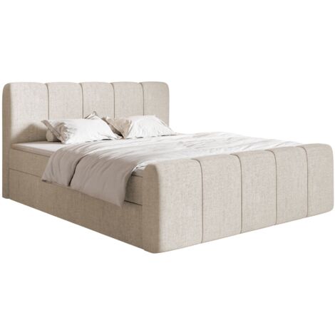 Selsey Cloudy II - Boxspringbett 160x200 cm, mit Bettkästen und Topper, Chenille Hellbeige