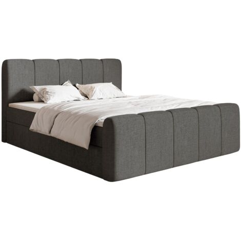 Selsey Cloudy II - Boxspringbett 180x200 cm, mit Bettkästen und Topper, Chenille Dunkelgrau