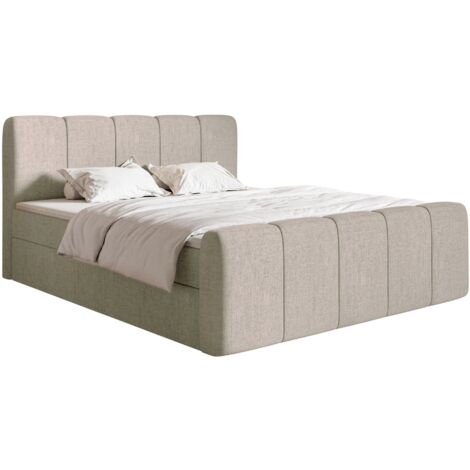 Selsey Cloudy II - Boxspringbett 180x200 cm, mit Bettkästen und Topper, Chenille Taupe
