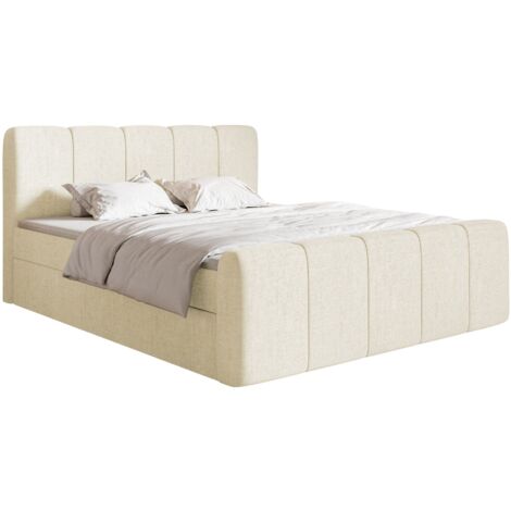 Selsey Cloudy II - Boxspringbett 200x200 cm, mit Bettkästen und Topper, Chenille Creme